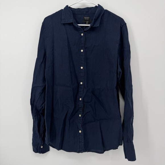 J. Crew Tops - J. Crew Wren Slim Shirt in Baird McNutt 100% Irish Linen Navy Blue Size 16T